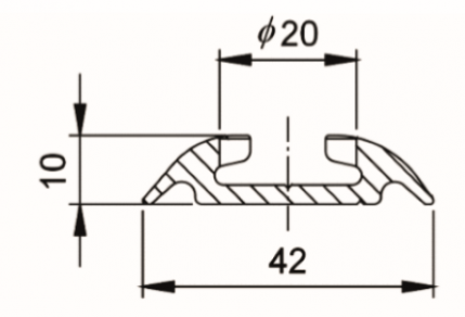 HALF-ROUND AIRLINE COMBI PROFILE 3000X42X10MM
