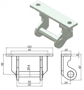 KIT HINGE FOR DUMPER THREE WAY FOR ALUMINIUM BOARD